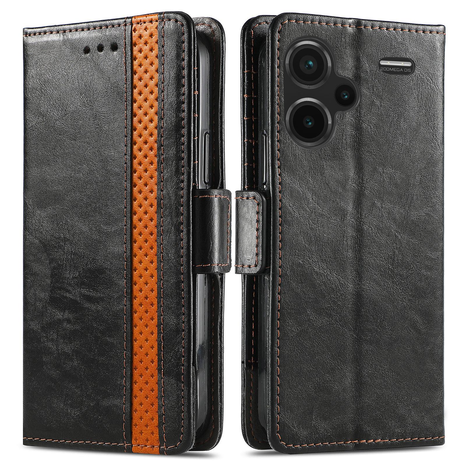 

For Xiaomi Redmi Note 13 Pro+ 5G Phone Cases CASENEO PU Leather Cover Stand with RFID Blocking Wallet Black