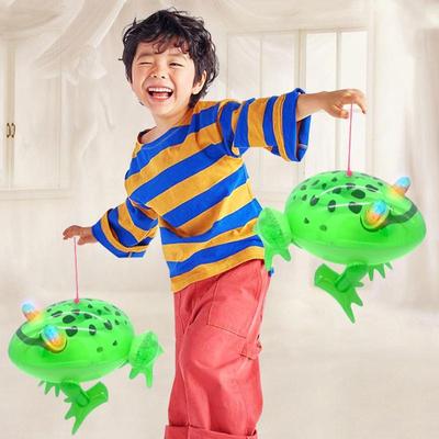 Inflatable Cute and Funny Frog with Shinning Eyes Flashing Light Animal Party Favor Frog Blow Up Toys for Toddler Children Kid