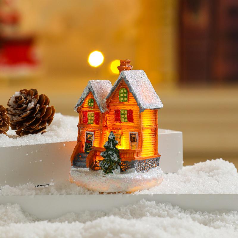 Festive Glowing Resin Small House - Holiday Window Display & Kids' Gift