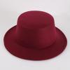 Retro British style flat top top hat couple men and women gentlemen's hat women's autumn and winter big flat brim woolen jazz hat