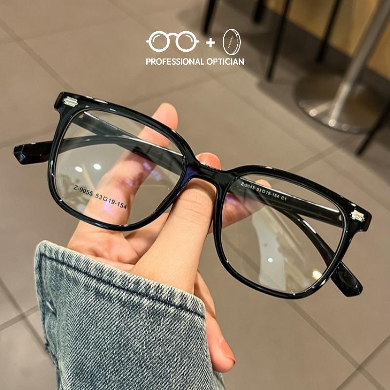 Minimalist High End Black Frame Large Frame Round Face Myopia Anti Blue Light Prescription Glasses for Man Optical Progressive