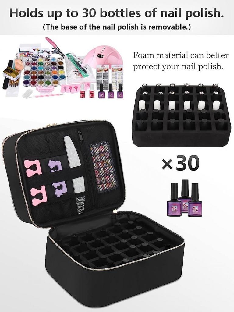 Double-Layer Portable Nail Polish & Makeup Storage Bag
