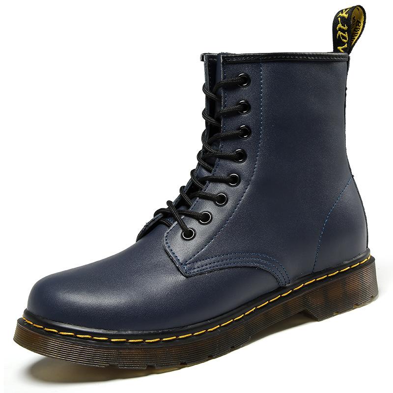 Martens Chunky Boots For Women Ladies Genuine Leather Ankle Boots Female Motorcycle Women Boots Big Size 35-46