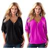 Elegant Chiffon Blouse For Women Summer Loose Fit Pullover Top In Solid Colors