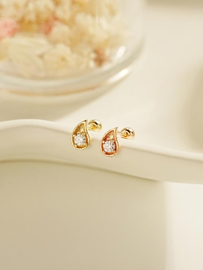 Minimalpiercing 14K Moissanite Diamond Prism Piercing Earrings