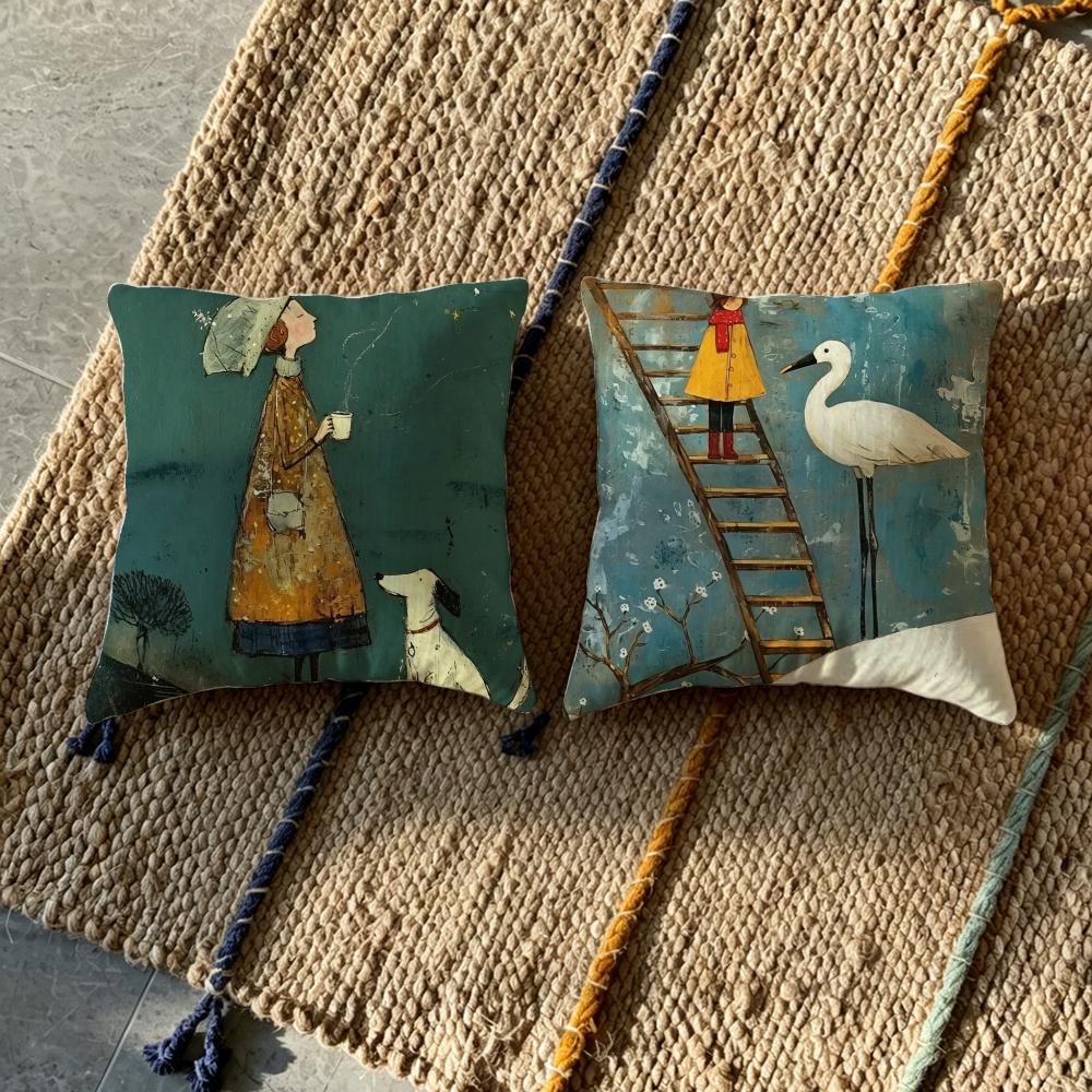 Copricuscino d'Arte P-Sam Toft Set Federe in Lino Naturale, Decorazione All-In-One per Divano, Camera da Letto e Sedia