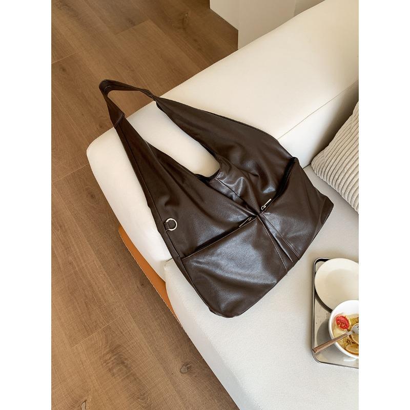 

Новая сумка через плечо, минималистичная сумка-тоут из мягкой кожи для студентов колледжа на занятия, вместительная сумка для поездок на работу для женщин кофейный