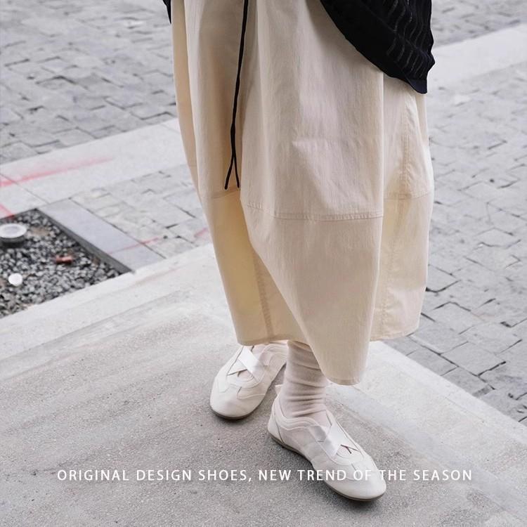 Leather inner height increase 5cm Mary Jane shoes 2025 new summer cross belt sports ballet versatile single shoes women