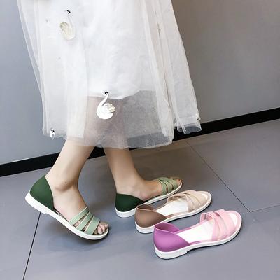 Moda Feminina Verão Sandálias Rasas Abertas Slides Chinelos Candy Color Casual Praia Ao Ar Livre Feminino Senhoras Sapatos Geléia Sandálias Femininas