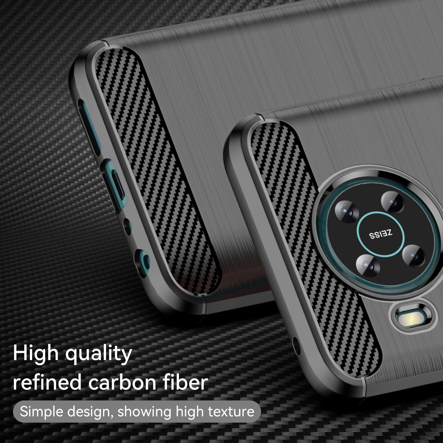 

1.8mm Air Cushion Design TPU Case Scratch-Resistant Phone Cover with Carbon Fiber Texture Brushed Surface for Nokia X10/X20 Black