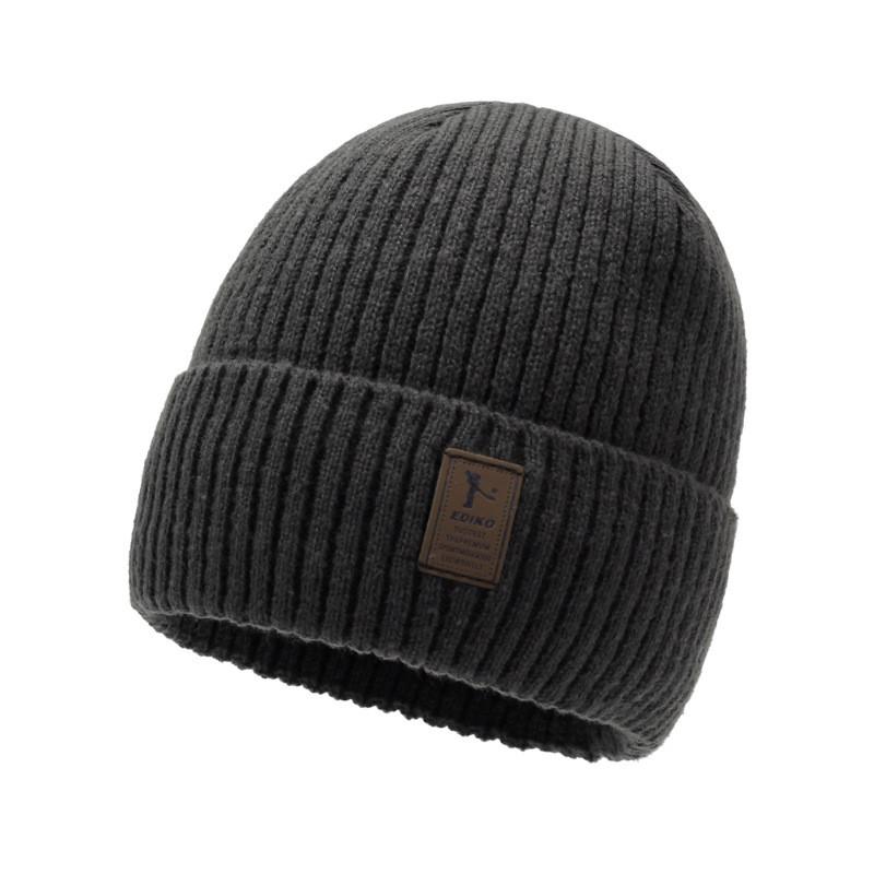 Knitted Hat For Men With Letter R Design Warm Windproof Winter Cap For Casual Style