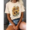 Women's Casual Short Sleeved Round Neck T-shirt with Vibrant Sunflower Print, Summer Style Comfortable T-shirt for Women
