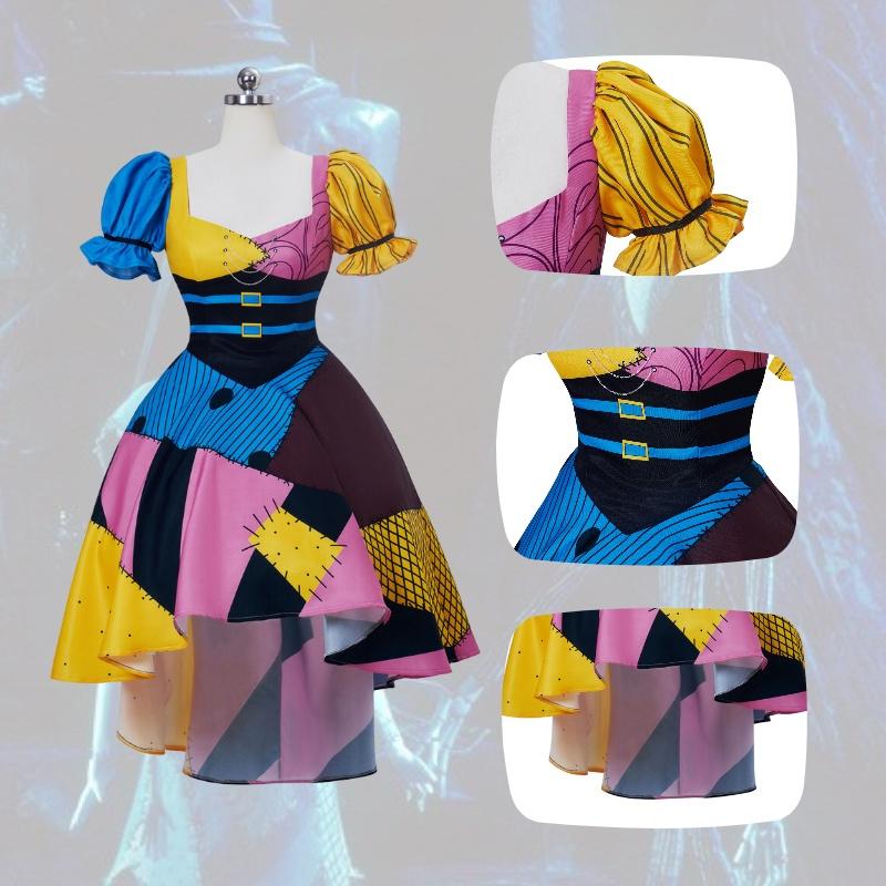 Christmas Nightmare Cosplay Costume Sally Skellington Anime Outfit For Halloween