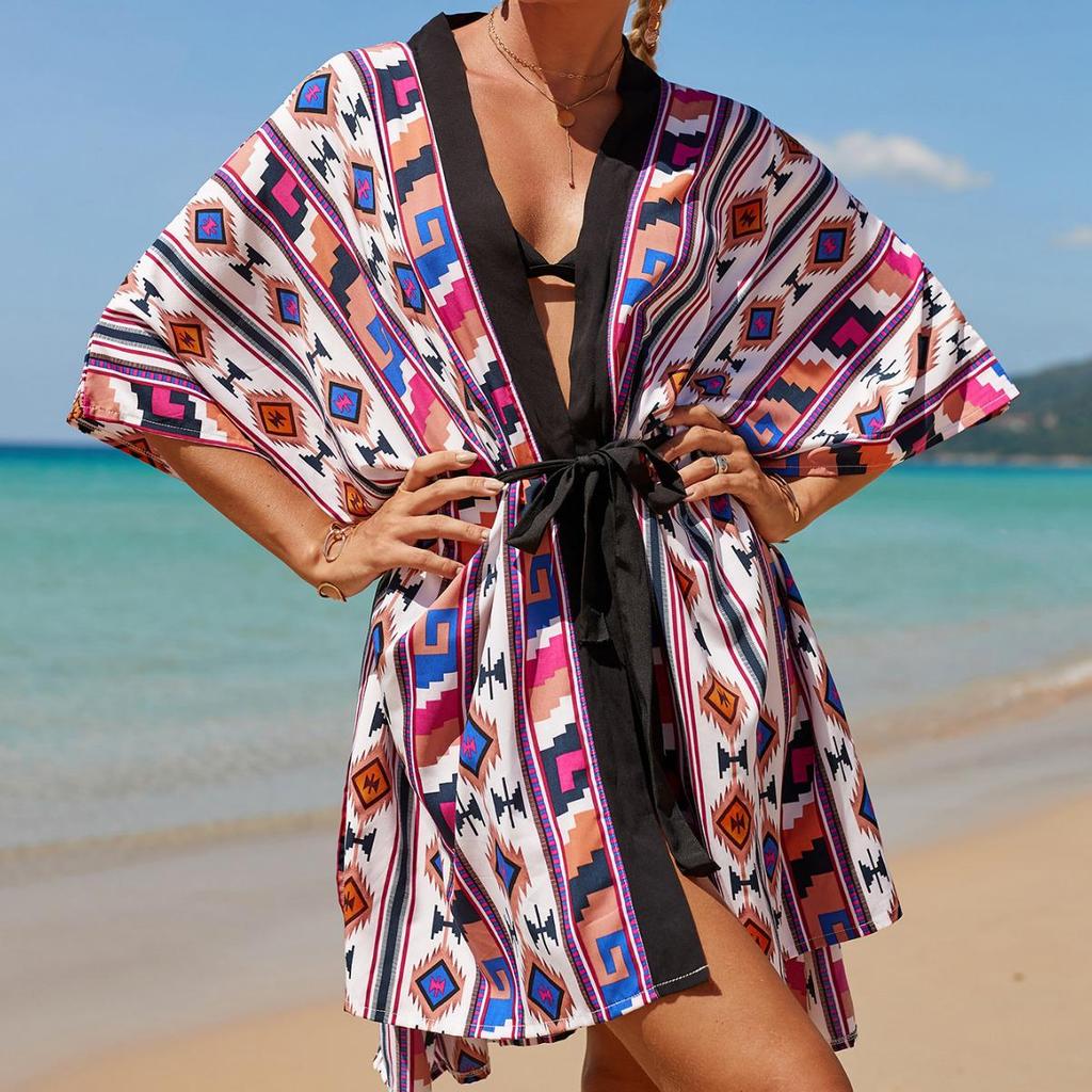 European & American Beach Cover-Up Cardigan - Seaside Vacation Robe & Bikini Swimsuit Dress
