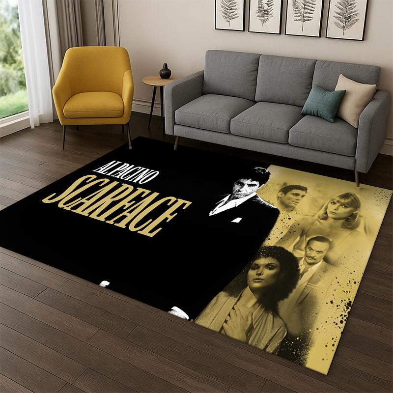 Retro Scarface Classic Movie Tony Carpet Rug for Playroom Bedroom Living Room Sofa Home Decor,kid Area Rug Non-slip Floor Mat