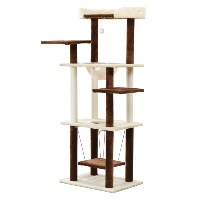Large Space-Saving Multi-Layer Wooden Cat Tree Villa with Wear-Resistant Space Capsule Design