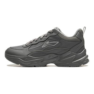 Li Ning Defender Confortabil Trendy Fleece Cald Absorbție Șocuri Pantofi Casual cu Top Jos Adidași Bărbați Gri-Asfalt AGLU101-2