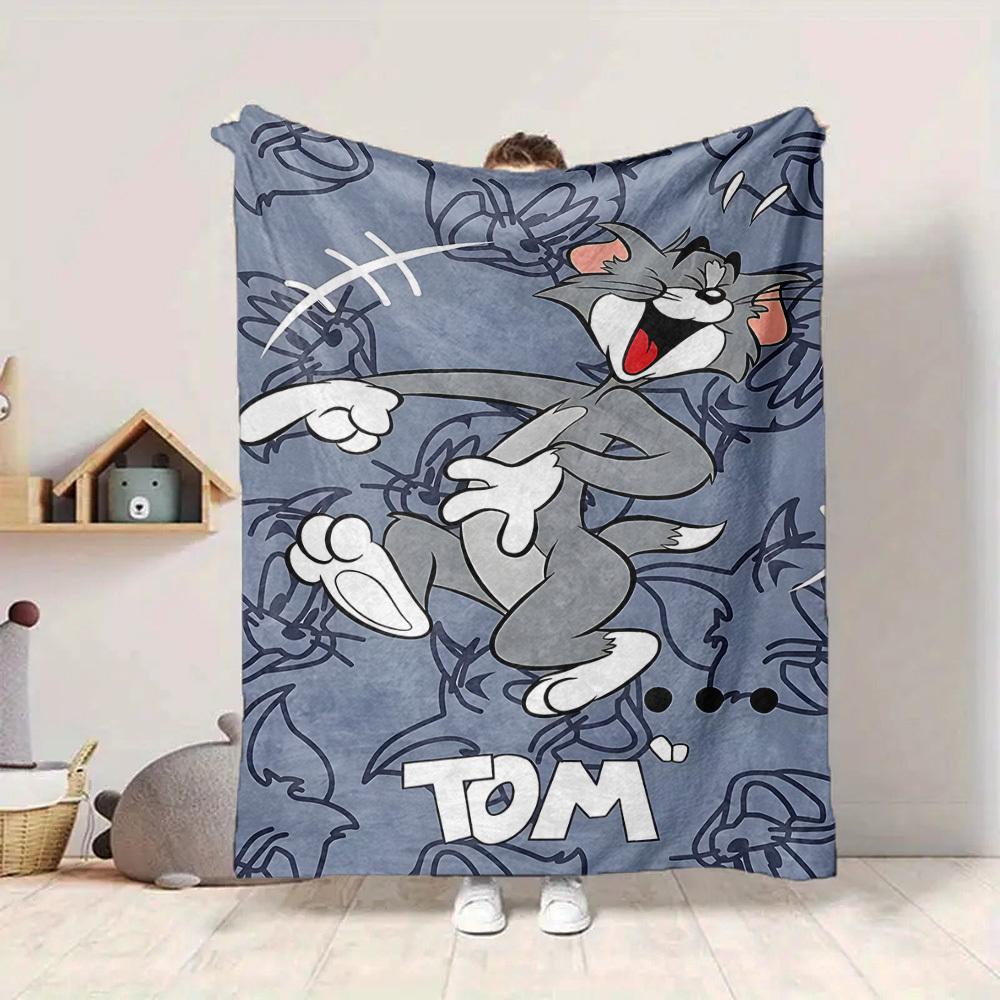 1pc Tom Jerry Flannel Throw Blanket - HD Printed Lightweight Soft Warm All-Season Blanket for Sofa, Bed, Travel090