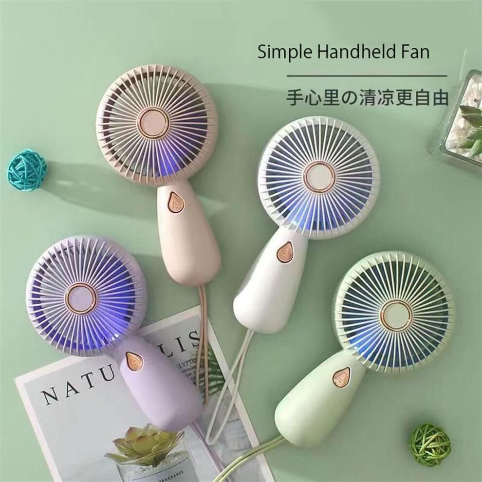 Portable Handheld Fan with Light, USB Rechargeable, 6Speed Quiet Airflow for Travel and Office