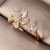 Zircon Rotatable Ring Star Rhinestone Crystal Flower Ring Flower Opening Ring  For Women
