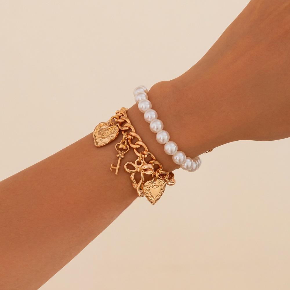 2/3Pcs Boho Style Starfish Bangles Pearl Ocean Style Bracelet Set Beach Bracelet  Vacation Ornaments