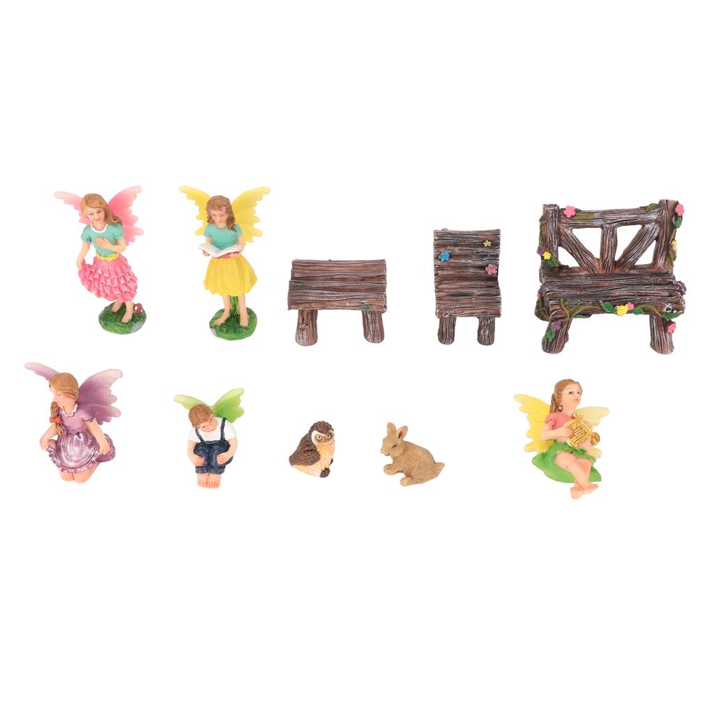 10pcs Flower Fairy Statue Vintage Hand Painted Resin Garden Fairy Statue Outdoors Fairy Figurine