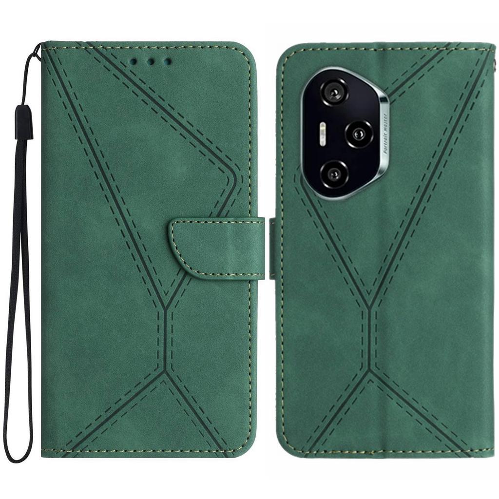 For Honor 400 Pro 5G (Global) Case Skin Touch Lines Imprinted PU Leather Flip Phone Cover