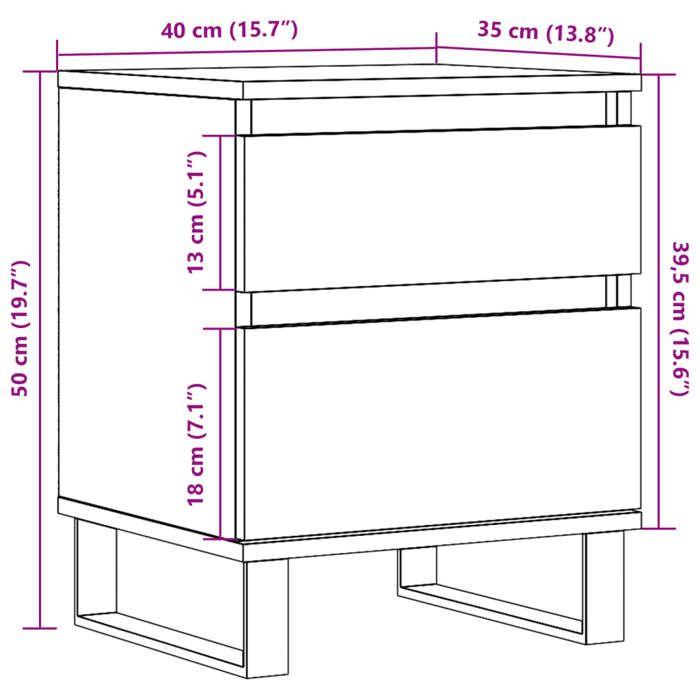 VidaXL Bedside Table Old Wood 40x35x50 Cm Engineered Wood 857436