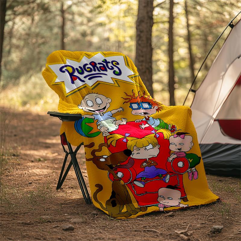 1pc Rugrats In Paris3 Theme Blanket - Digital Print, Polyester, Cozy for All Seasons, Perfect for Outdoor, Camping, and Travel