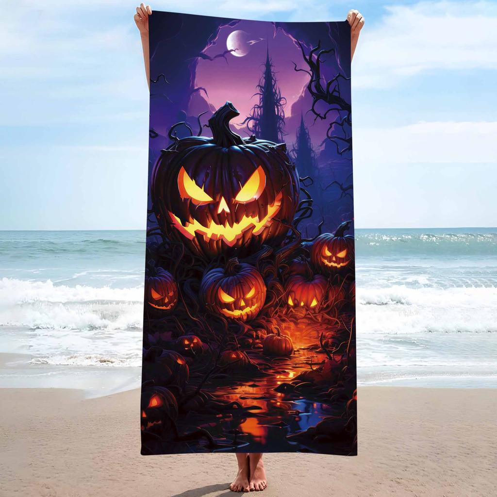Halloween pumpkin background single-sided printing Beach Towel Home Decoration Bath Towel 75x150cm Bathroom