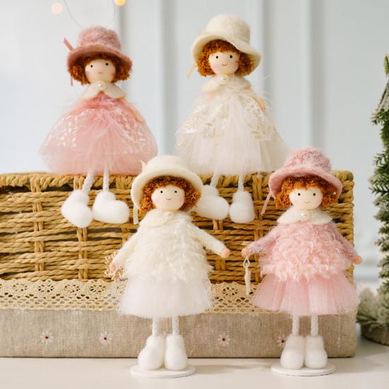 Christmas Angel Doll Ornaments Tabletop Small Plush Fairy Elf Figurine For Thanksgiving