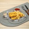 Cartoon Glass Divided Dumpling Plate with Dipping Dish