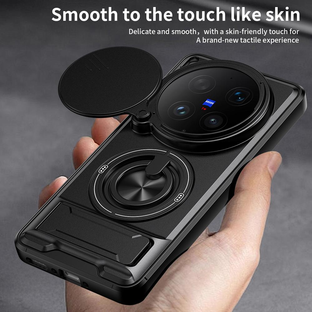 KEYSION Magnetic Phone Case for VIVO X300 Ultra 5G Slide Camera Lens Protection Upright Stand 360° Ring Shockproof Back Cover