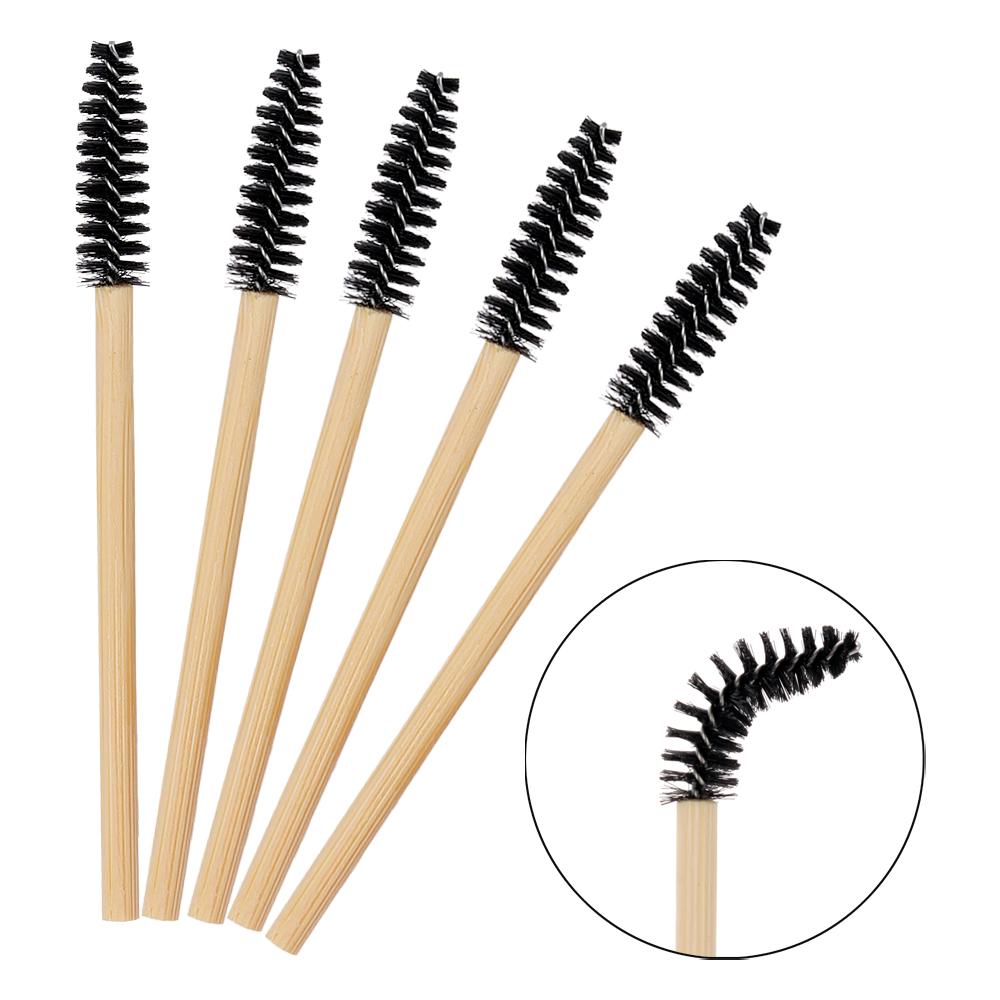 100pcs Disposable Eyelash Brushes Disposable Wood Handle Eyelash Mascara Wands Eye Lashes Extension Makeup Brush Black