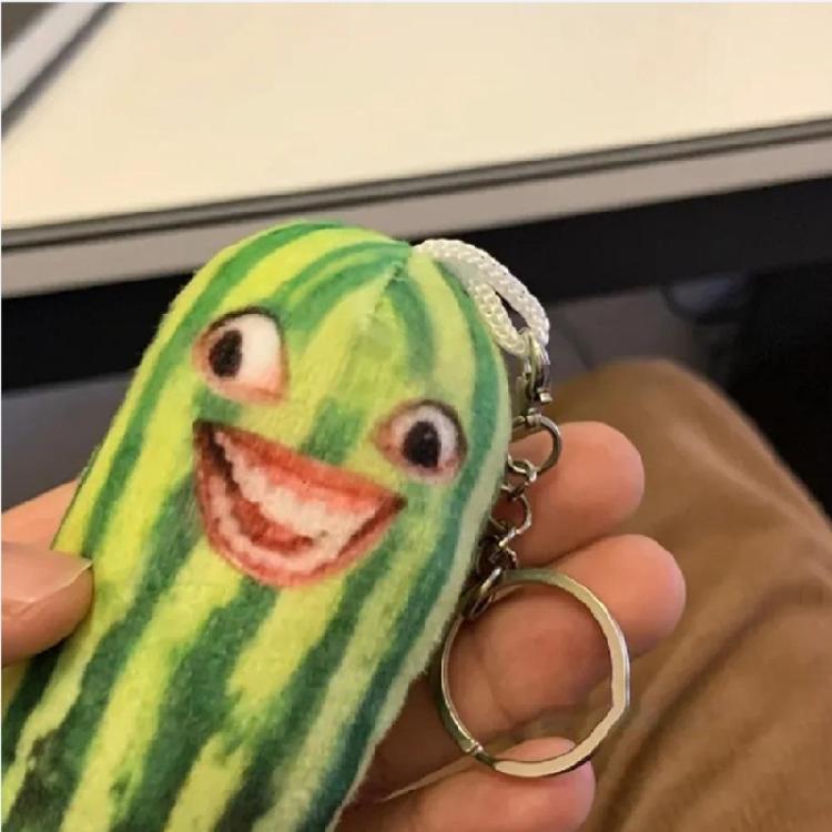 Watermelon Strips Plush Keyring Funny Keychain Bags Accessories for Adults