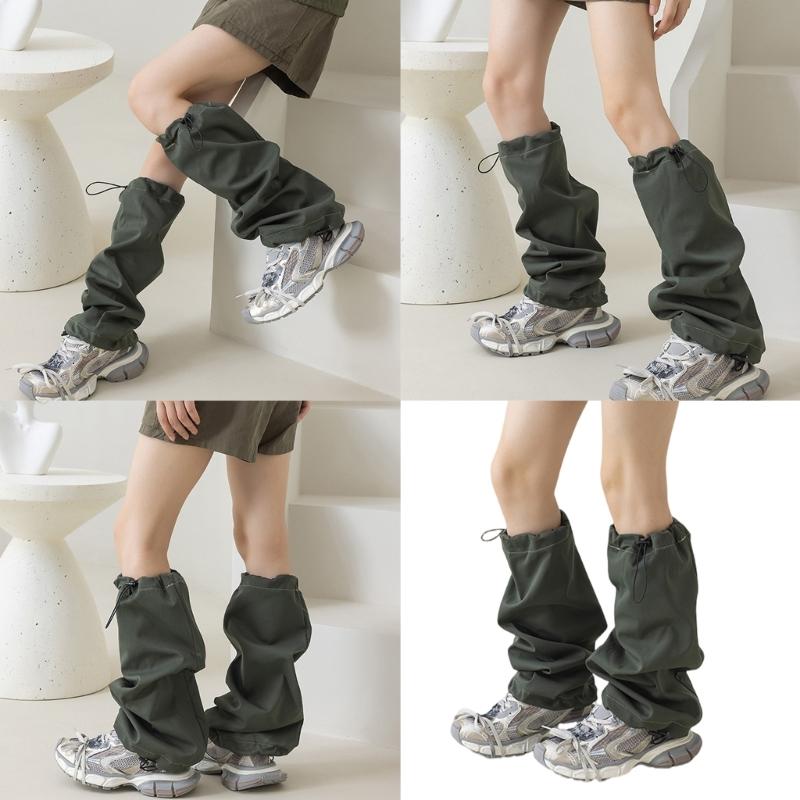 Scaldamuscoli Harajuku da Donna con Coulisse Regolabile Calze Lunghe Svasate Punk Copripiede Lento Baggy Streetwear