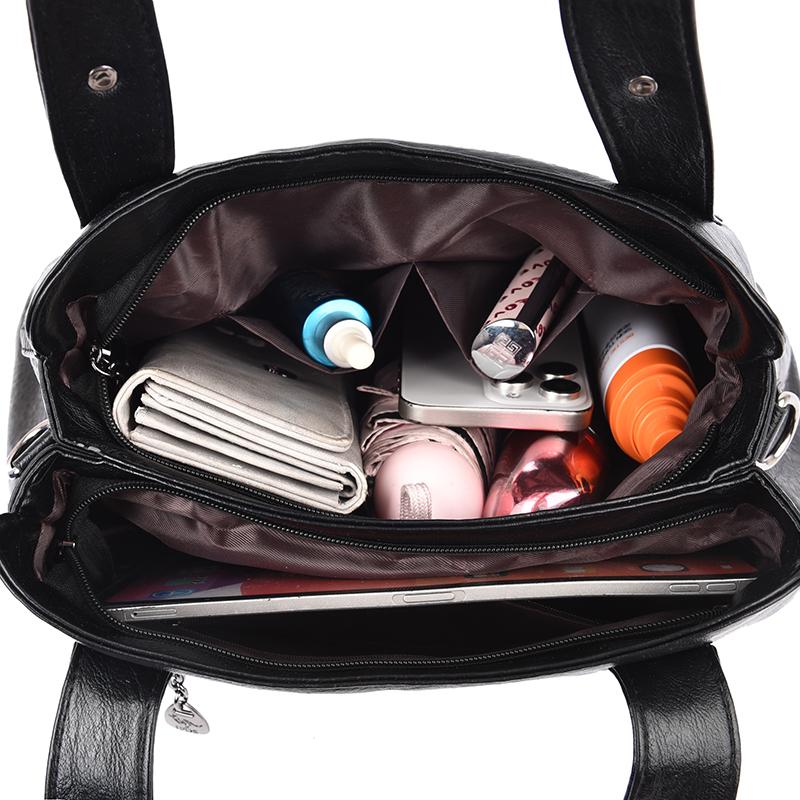 Women's Soft Leather Bag Solid Color Tote Bag Mother Bag Crossbody Bag