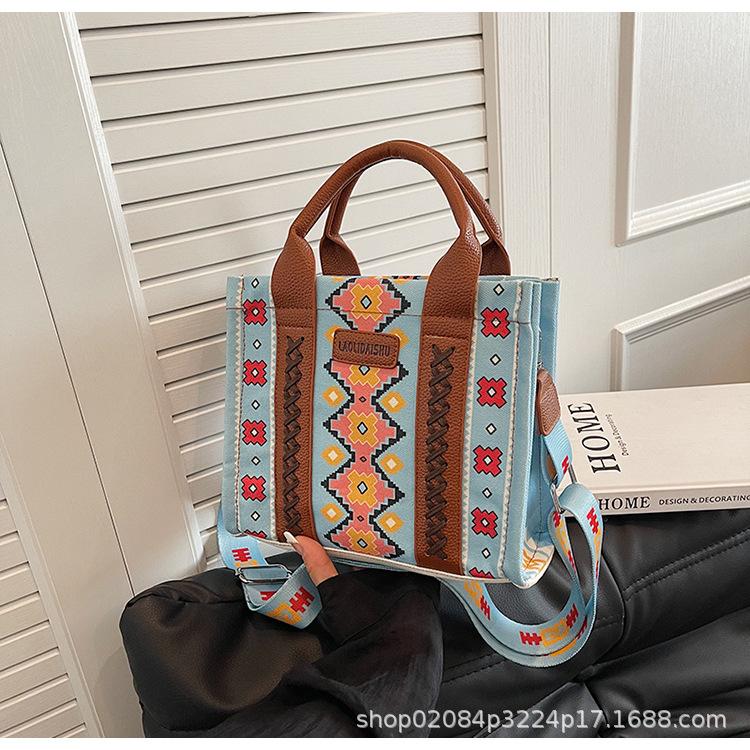 2025 New Ladies Bohemian Vintage Canvas Large Capacity Handheld Shoulder Bag Handbag
