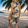 Women's Casual Fashion Sexy V-neck Sleeveless Floral Print Hem Slit Dress
