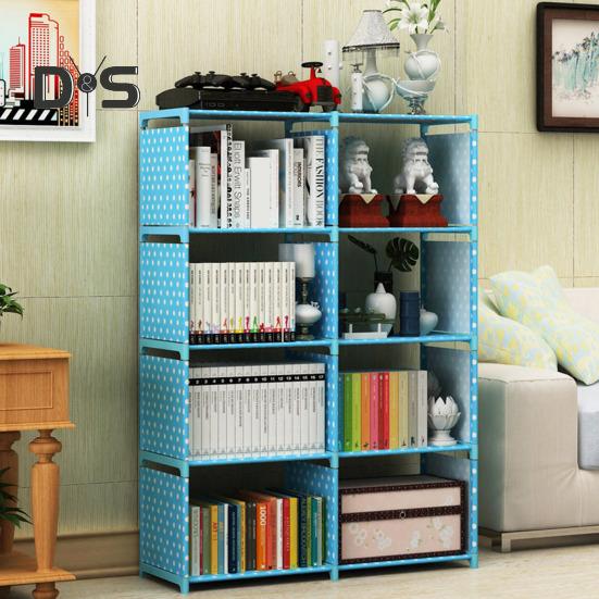 Storage Rack Easy Assembly Metal Tubes Non-Woven Fabric Dustproof Waterproof Large Capacity Book Organizer