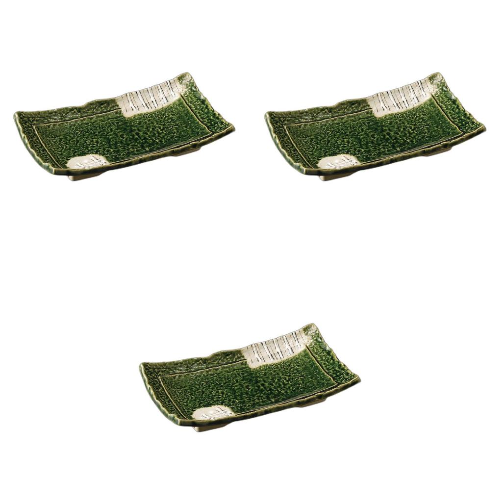 Set of 3 Oribe Marumon Ceramic Plates X 14 X Setomonohonpo Ceramic Plates (with Beach) [24 4.5 Cm]