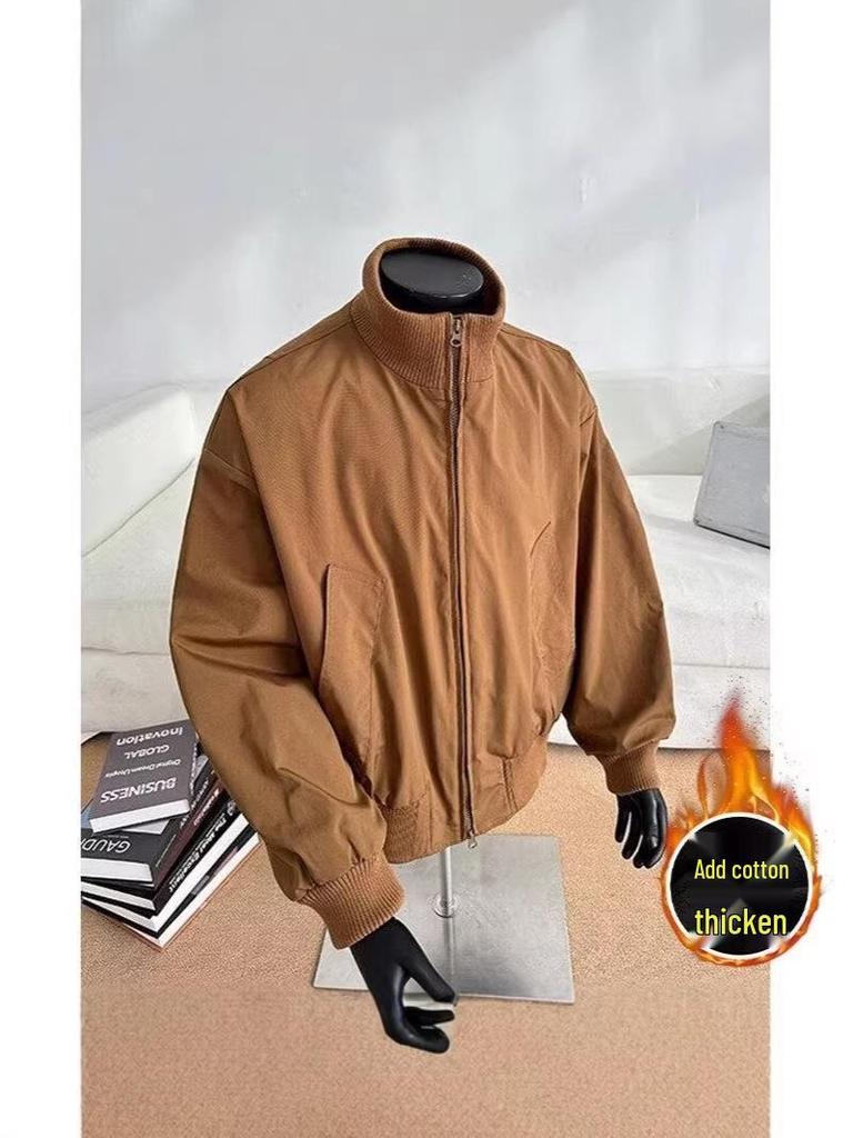 Men's American Retro Cotton Baseball Jacket - Trendy Oversized Windproof Casual Workwear