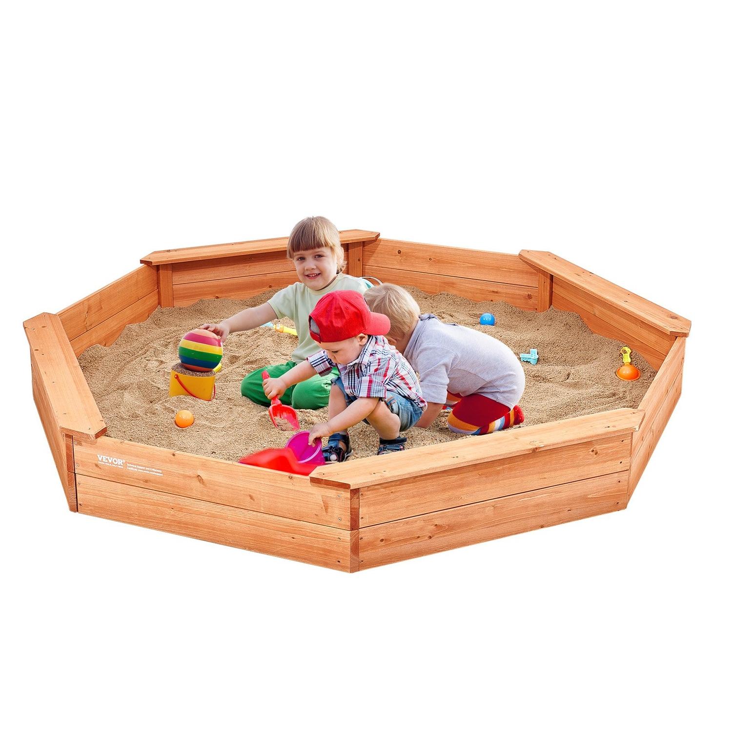 Wooden Sandbox with Cover Octagonal Sand