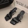 Elegante Schleife High Heels Sandalen Damen Eckige Zehenpartie Design Dünne Absätze Pantoletten Frau Mode Slip-On Partyschuhe Weiblich