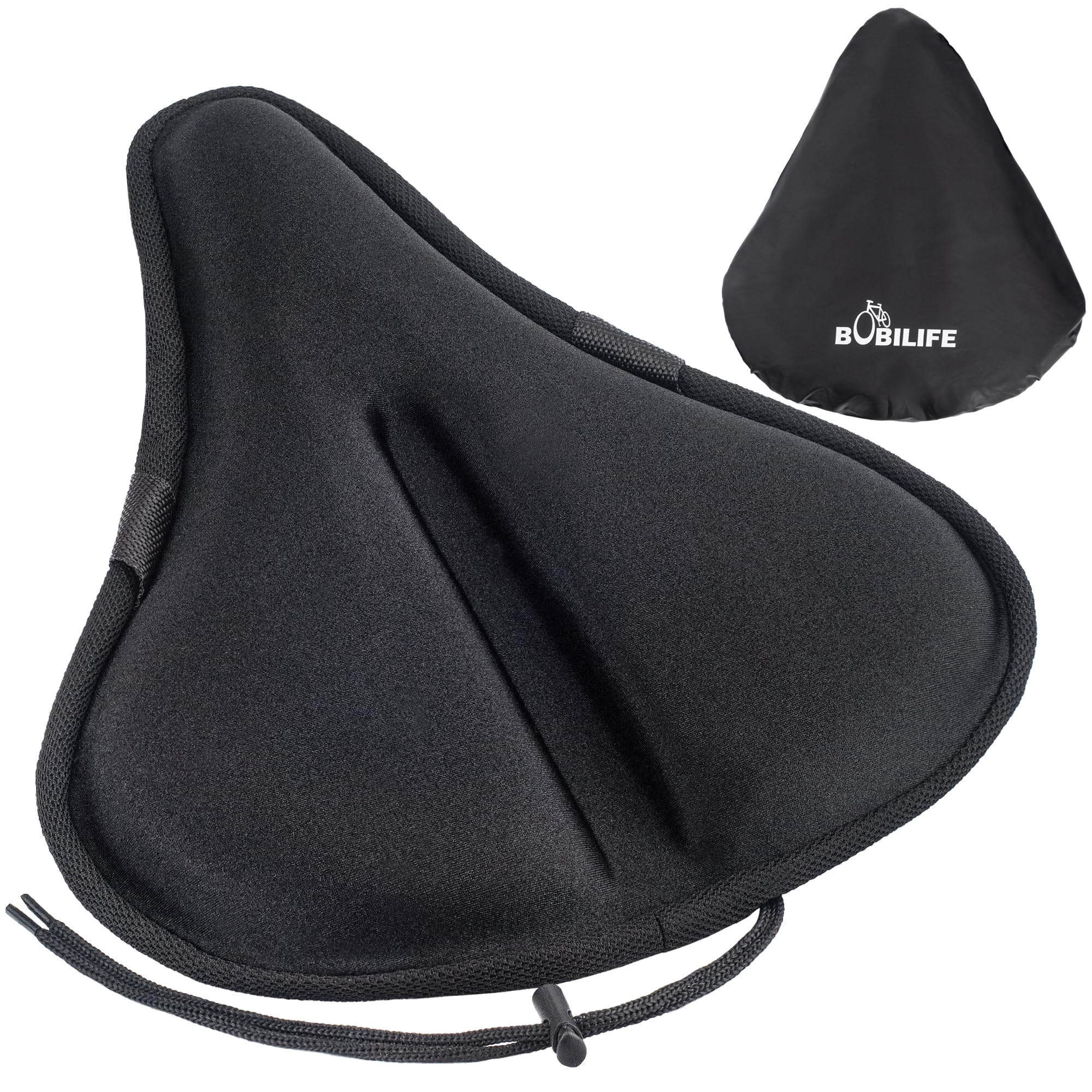

Thick Wide Gel Bike Seat Cushion with Rain Cover Large Comfortable for Your Memory Gel Foam Bike Saddle Seat Cushion Cover & - Surface, Bottom, (XL) чёрный