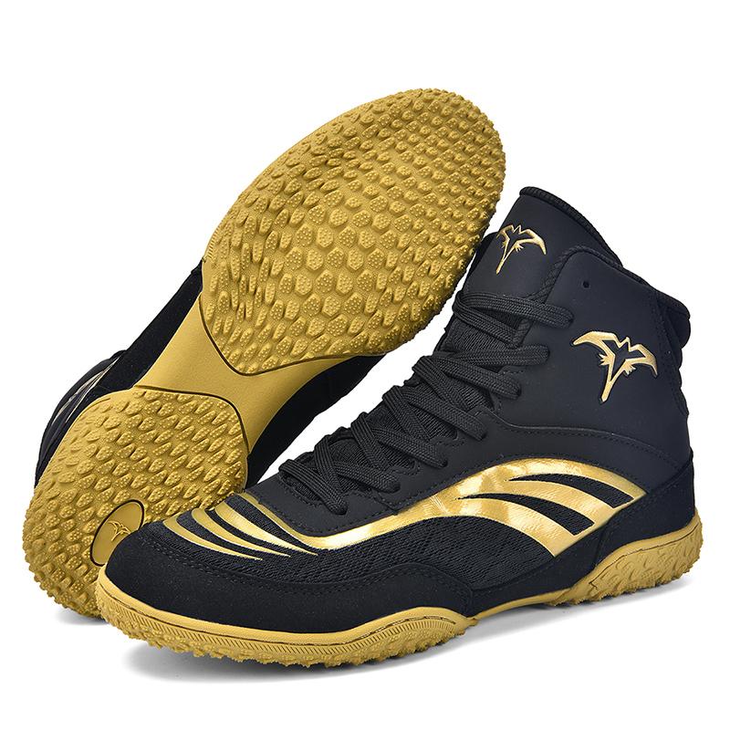 Mens Boxing Wrestling Shoes Lightweight Sports Sneakers Large Size Black White Professional Training Gym Shoes