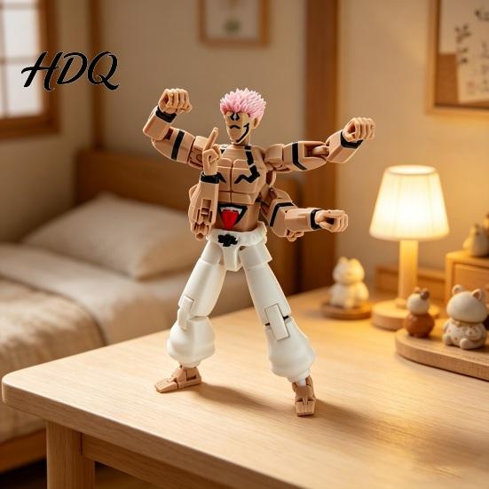 Anime Figurine for Collection 3D Printed Figure Statue with Movable Joints Interchangeable Parts Collectible Model Plastic Action Desktop Decoration