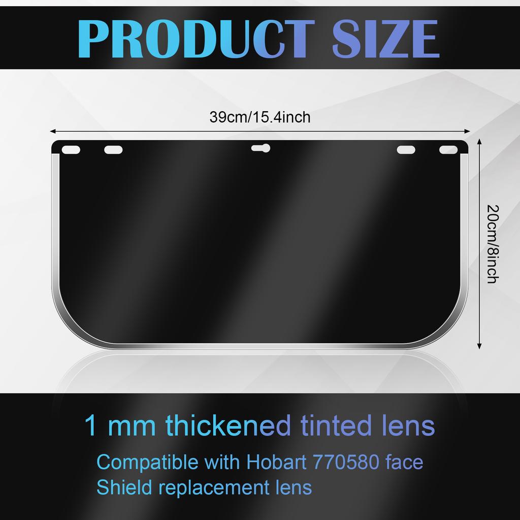 Haishell 2 Stück Gesichtsschutz Ersatzscheibe Schwarz Getönt Schutzhelm Visier für Schweißen Schleifen Cosplay (40X20Cm/15