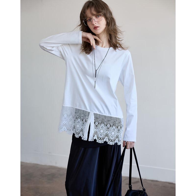Demana Women's Cotton Lace Spliced T-Shirt