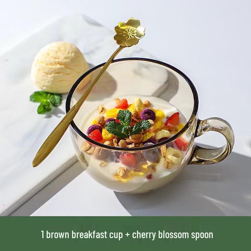 Changbaosen Glas-Frühstückstasse mit großem Fassungsvermögen